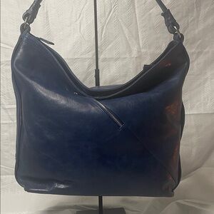 Tano - Elegant Navy Blue Leather Hobo Bag